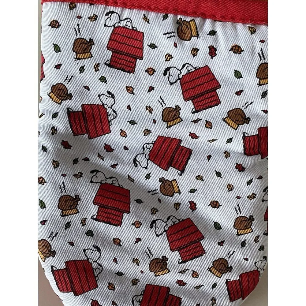 2 Pk Peanuts Snoopy Thanksgiving Fall Doghouse Turkey Mini Oven‎ Mitts Red NEW